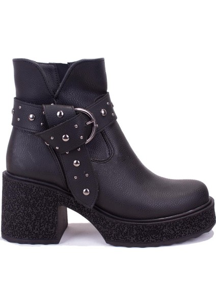 DZA07-8962278 Siyah Günlük Platform Topuklu Kadın Bot