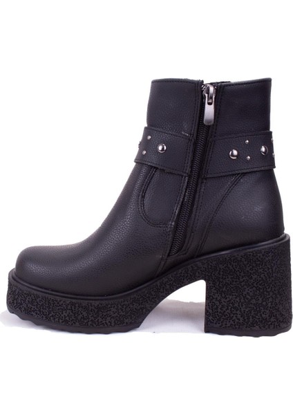 DZA07-8962278 Siyah Günlük Platform Topuklu Kadın Bot