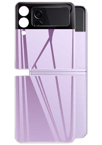 - Samsung Galaxy Z Flip 3 - Ekran Koruyucu 3D Standart 2 in 1 Arka Koruyucu - Lila - T18665