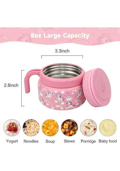 ， Çocuk Öğle Yemeği Kutusu 8 Oz Küçük Yalıtımlı Vakum Paslanmaz Çelik Yalıtımlı Çorba Kabı, Sızdırmaz Kapaklı (Pembe Unicorn) (Yurt Dışından) modelleri