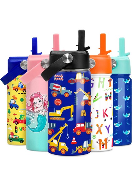 Çocuk Su Şişesi Bale Su Şişesi 12 Oz Saman ile Yalıtımlı Paslanmaz Çelik Seyahat Okul Cam Çift Duvarlı Vakum Bardak Kızlar ve Çocuklar Için (Yurt Dışından)
