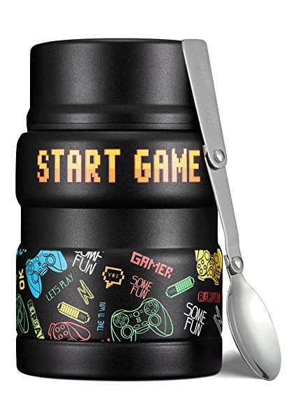 ， 17 Oz Çocuk Güveç - Katlanır Kaşıklı Çorba Kavanozu - Sıcak ve Soğuk Yemek Kavanozu - Pink Fox (Yurt Dışından)