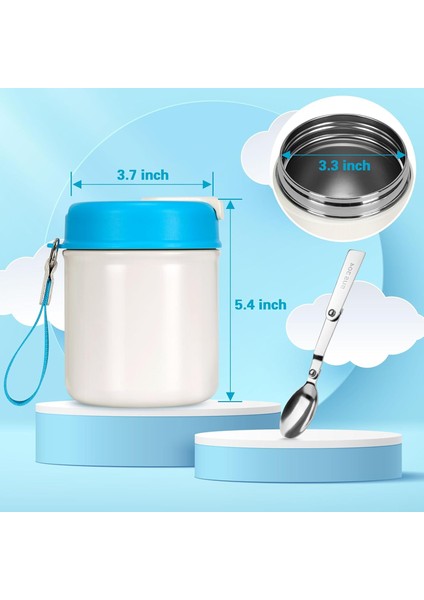 Çocuklar Için Sıcak Yemek - 15.6 Oz Öğle Yemeği Yalıtımlı Yemek Kabı Paslanmaz Çelik Vakum Yalıtımlı Gıda Kavanozu, Katlanır Kaşıklı Geniş Ağızlı Sızdırmaz Beyaz (Yurt Dışından) fiyatları