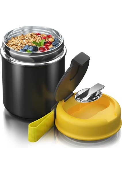 15 Oz Yalıtımlı Gıda Kabı Paslanmaz Çelik Gıda Kavanoz Sıcak ve Soğuk Geniş Ağızlı Çorba Kabı Kaşık Sızdırmaz Öğle Yemeği Kutusu Çocuklar Için Harika (Yurt Dışından) fiyatları