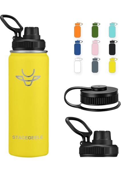 Çocuk Yalıtımlı Vakumlu Su Şişesi Hasır Kapaklı Paslanmaz Çelik Su Şişesi Erkekler ve Kızlar Için Sızdırmaz Hafif Çevre Dostu (550ML) (Yurt Dışından)