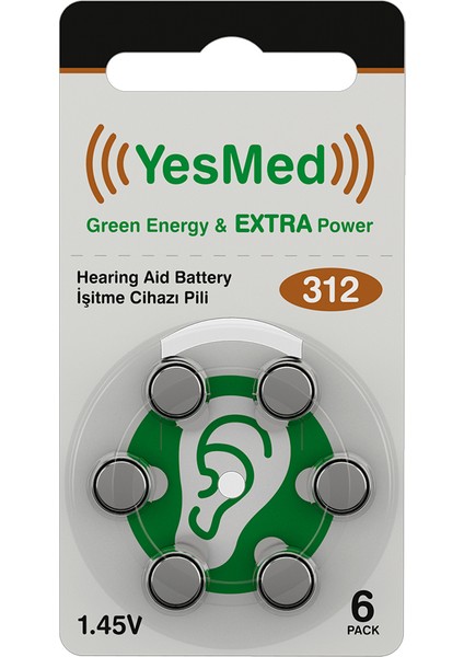 Extra Power 312 Numara Işitme Cihazı Pili (5 Paket x 6 Adet = 30 Adet Pil)