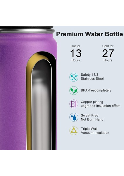 Çocuk Su Şişesi - 16 Oz Paslanmaz Çelik Çift Duvar Vakum Yalıtımlı Su Şişesi Yeniden Kullanılabilir Geniş Ağızlı Spor Şişesi, Sızdırmaz Borulu Kapaklı Bpa Içermez (Yurt Dışından) fırsatları