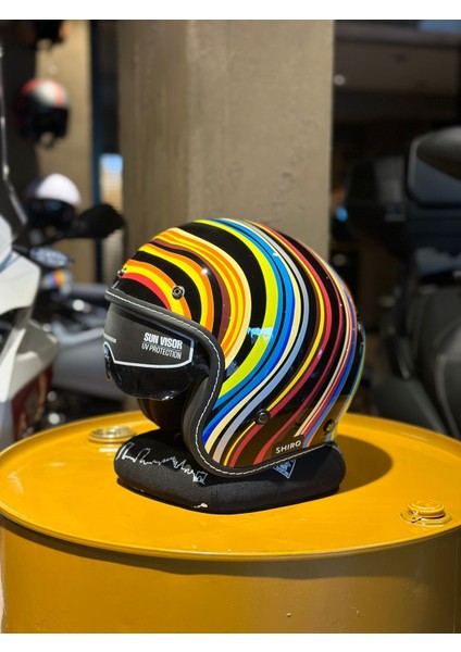 Kask Jet&Cafe Dallas Retrobow Sv (Gözlüklü) Grafik