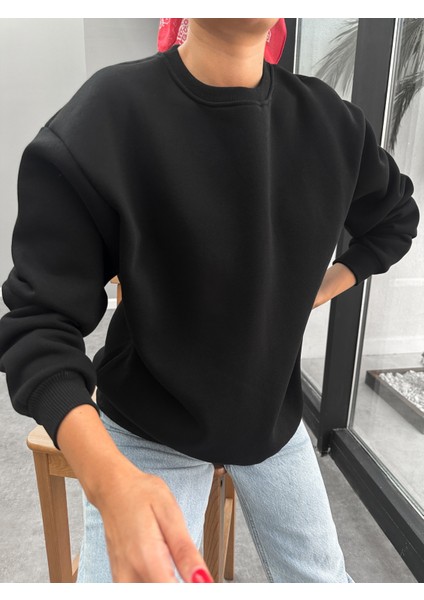 Bisiklet Yaka Oversize Basic Sweatshirt