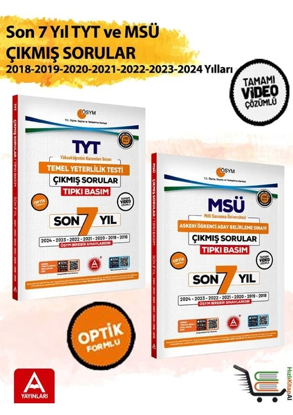 A Yayınları Son 7 Yıl TYT ve MSÜ Çıkmış SORULAR - 2024 - 2023 - 2022 - 2021 - 2020 - 2019 - 2018 Yılları