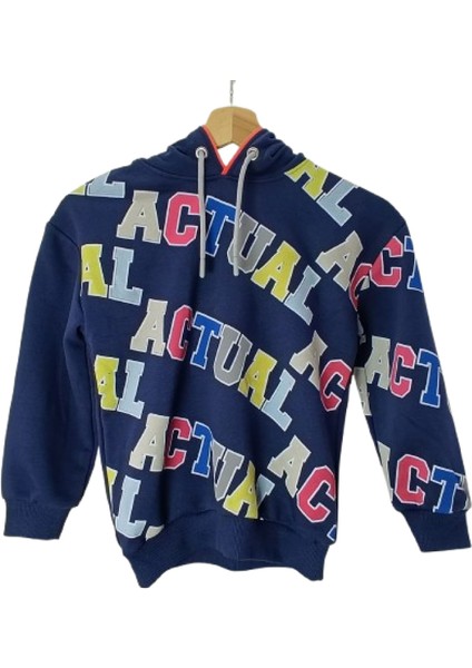 Erkek Çocuk Baskılı Kapüşonlu Sweat Shirt Laciver 8 Yaş Lacivert