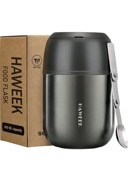 ，，yalıtımlı Gıda Kabı 17 Oz Çorba Sıcak Yemek Için Yalıtımlı Paslanmaz Çelik Vakumlu Öğle Yemeği Kutusu, Katlanır Kaşıkla Çocuk Yalıtımlı Taşınabilir Sap (Yurt Dışından)