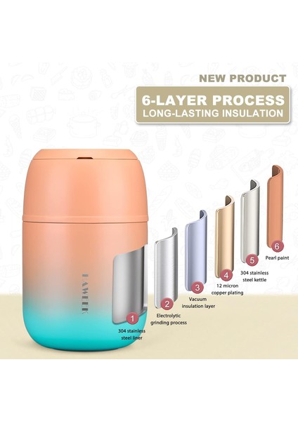 ，，yalıtımlı Gıda Kabı 17 Oz Çorba Sıcak Yemek Için Yalıtımlı Paslanmaz Çelik Vakumlu Öğle Yemeği Kutusu, Katlanır Kaşıkla Çocuk Yalıtımlı Taşınabilir Sap (Yurt Dışından) fırsatları