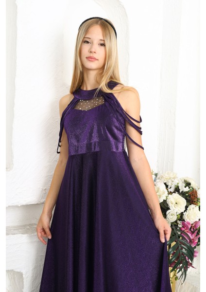 Kız Çocuk Mürdüm Uzun Abiye Elbise Düğün KIYAFETI-ABY-2029 fırsatları