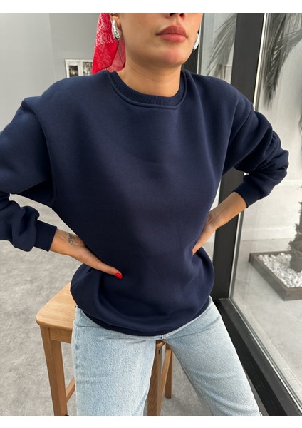 Bisiklet Yaka Oversize Basic Sweatshirt