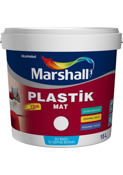 Siyah 15 Litre Plastik Mat Silinebilir Iç Cephe Boyası (MARSHALL.5576610)