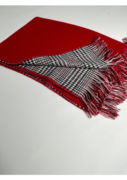 Çift Taraflı Ekoseli Yünlü Omuz Şalı - 70X190CM - Kışlık Şal fiyatları