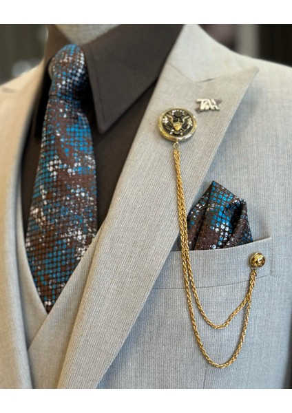 Italyan Stil Ceket Yelek Pantolon Takım Elbise Bej T12811 modelleri