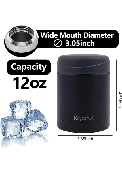 ，，termos Bardak 12 Oz (Vakum Yalıtımlı Sıcak ve Soğuk Yiyeceklere Uygun Öğle Yemeği Çocuk Sızdırmaz Paslanmaz Çelik Öğle Yemeği Kutusu Yemek Öğle Yemeği Kutusu (Siyah 2) (Yurt Dışından) fırsatları