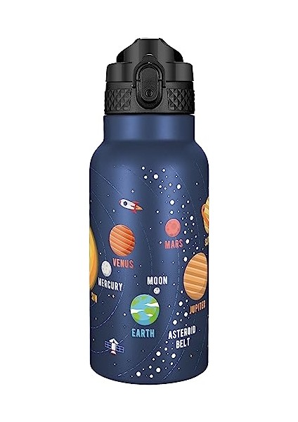 Çocuklar, Kızlar, Erkekler, Yalıtımlı Bardak 17 Oz Için Hasır Kapaklı Yalıtımlı Paslanmaz Çelik Yeniden Kullanılabilir Bardak ile Çocuk Su Şişesi (Yurt Dışından)