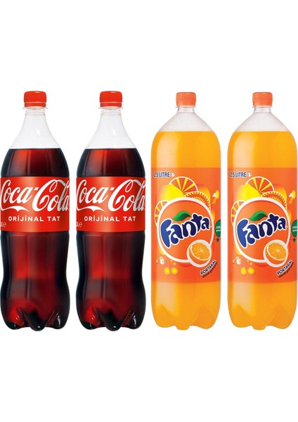 2,5 lt 2 adet + Fanta Portakal 2,5 lt 2 adet 4'lü Set