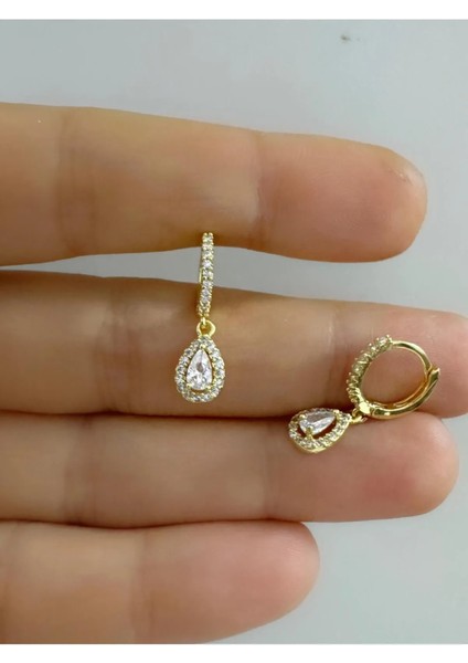 Arescollection Damla Zirkon Taşlı 1 Adet Helix Kıkırdak Kulak Memesi Uyumlu Halka Piercing Küpe