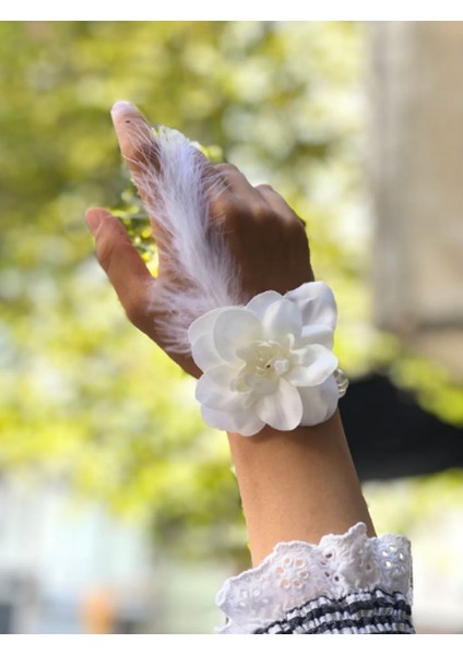 Bride To Be Gelin Bilekliği Tüy ve Inci Boncuk Beyaz Renkli Bekarlığa Veda Partisi Bilekliği 10 Adet