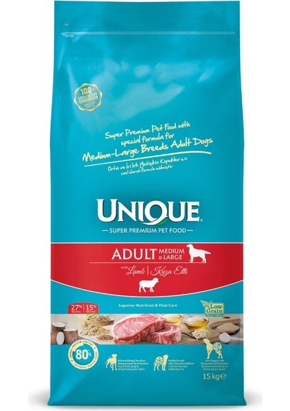 Orta ve Iri Irk Yetişkin Köpek Maması Kuzu Etli 15 kg