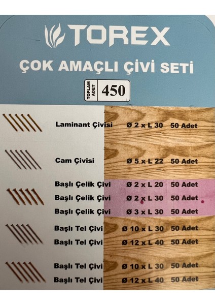 Çok Amaçlı Çivi Seti 450 PARÇA