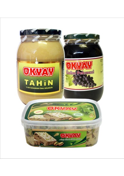 Avantaj Paketi 3'lü! 1450 gr Tahin, 1900 gr Üzüm Pekmezi, 740 gr Pls. Fıstıklı Helva