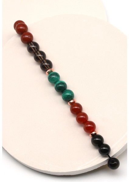 Oğlak Burcu Taşlarından Oluşan Doğal Taş Makrome Bileklik 6 mm Küre Kesim - Burç Bilekliği fiyatları