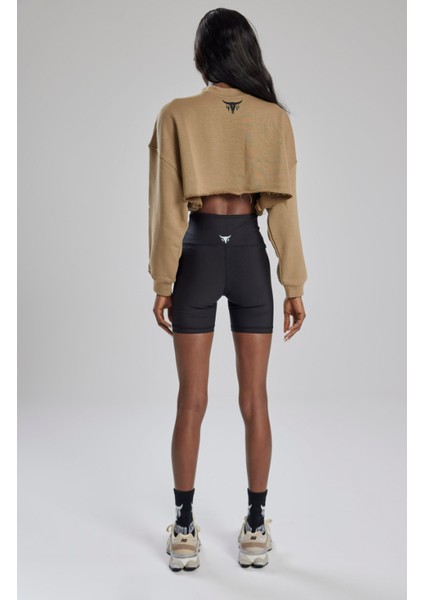 Alejandro Sütlü Kahve Crop Sweatshirt