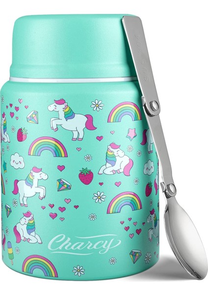 17 Oz Çocuklar Sıcak Yemek Termos Çorba Kavanozu, Sıcak ve Soğuk Yiyecekler Için Katlanır Kaşık Yalıtımlı Gıda Kavanozu - Green Horse (Yurt Dışından) modelleri