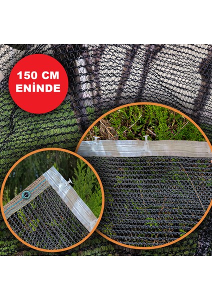 150 cm Eninde Siyah Kuş Filesi Balkon Perdesi Hazır Kopçalı ve Korniş Düğmeli Kedi Koruma Ağı Dolu Filesi Misina File Kuş Önleme Filesi (Uzunluk Seç)