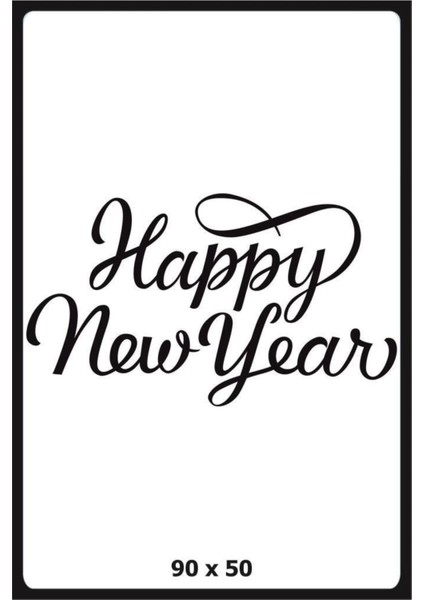 Happy new year temalı vitrin cam sticker beyaz model 3 90 x 50 cm