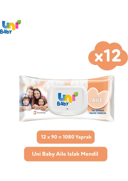 Uni Baby Aile Islak Mendil 12x90 (1080 Yaprak)