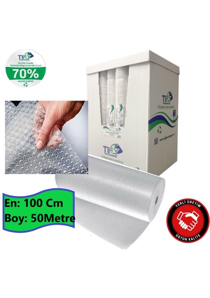 Balonlu Naylon 100CM x 50MT (En: 100 Cm, Boy: 50MT.) Üç Katlı Eşya Koruma Ambalajı, Pat Pat