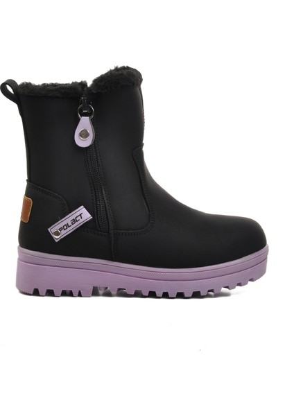 23003-F Siyah-Lila Içi Kürklü Çocuk Bot