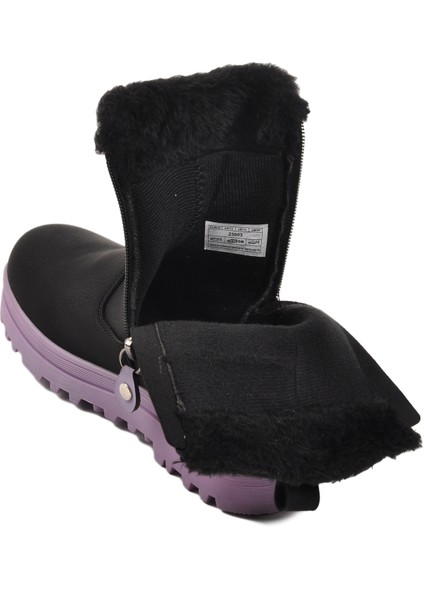 23003-F Siyah-Lila Içi Kürklü Çocuk Bot fırsatları