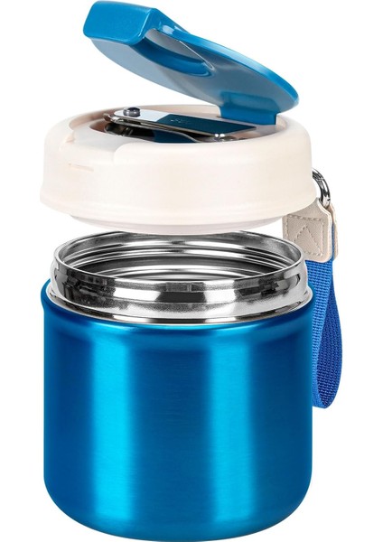 Çocuklar Için Sıcak Yemek - 15.6 Oz Öğle Yemeği Yalıtımlı Yemek Kabı Paslanmaz Çelik Vakum Yalıtımlı Gıda Kavanozu, Katlanır Kaşıklı Geniş Ağızlı Sızdırmaz Beyaz (Yurt Dışından)