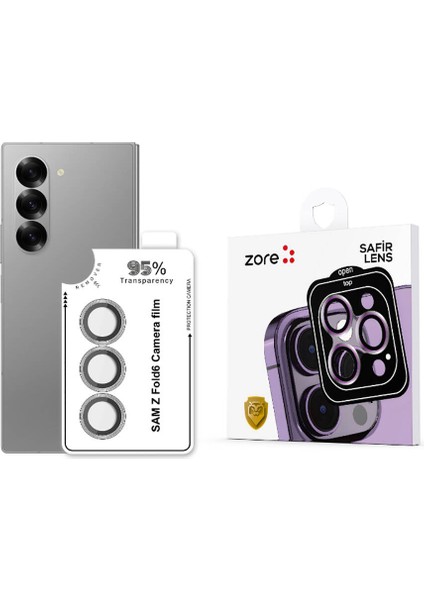 noktaks - Samsung Galaxy Z Fold 6 - Kamera Lens Koruyucu Safir Parmak İzi Bırakmayan Anti-Reflective Kamera Lens Koruyucu CL-11 - Gümüş - T32802