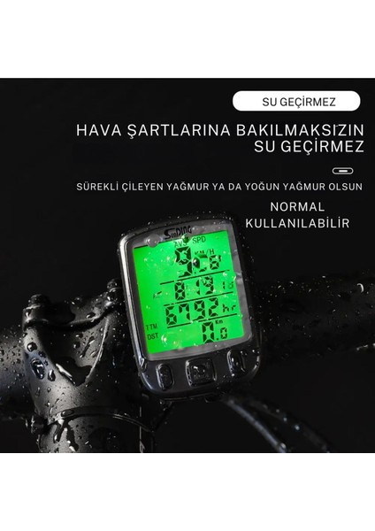 Bisiklet Km Hız Sayacı LED Ekran Hız Göstergesi - Su Geçirmez