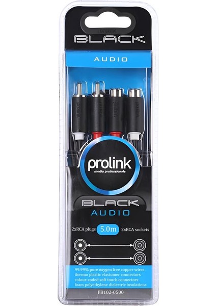 PB102-0500 2 Rca - 2 Rca Soket Kablo, 5 Metre