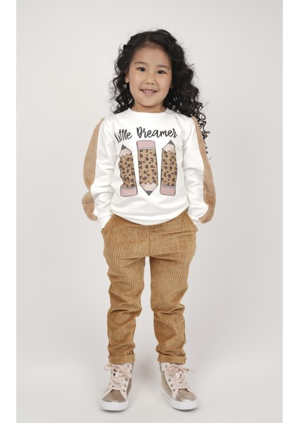Kız Çocuk Kolları Peluş Detaylı Sweatshırt