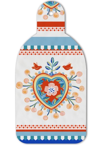 Mamma Mia Kalp Desenli Kesme Tahtası 16,5 x 34,5 cm