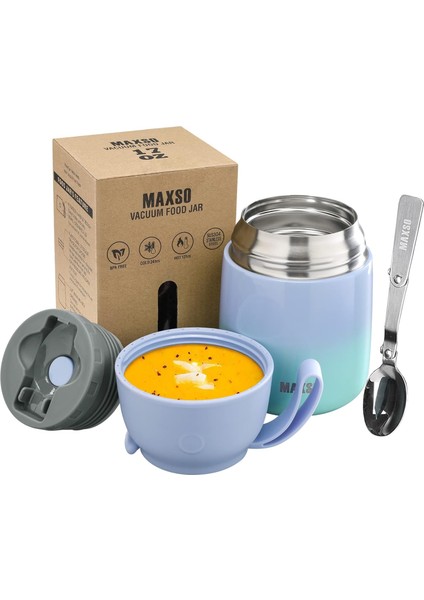 Çocuklar ve Yetişkinler Için Yalıtımlı Çorba Konservesi 17 Ons Paslanmaz Çelik Kaşıklı Yalıtımlı Gıda Kabı Üçlü Duvar Yalıtımı (Gökkuşağı) (Yurt Dışından)