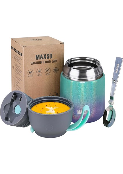 Çocuklar ve Yetişkinler Için Yalıtımlı Çorba Konservesi 17 Ons Paslanmaz Çelik Kaşıklı Yalıtımlı Gıda Kabı Üçlü Duvar Yalıtımı (Gökkuşağı) (Yurt Dışından) fiyatları