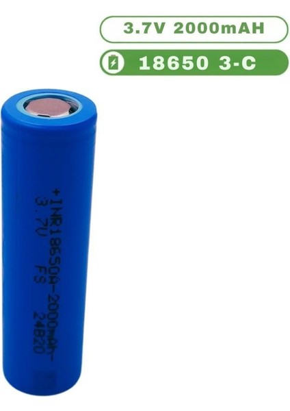 18650 3.7V 2000 Mah 3-C Şarjlı Pil