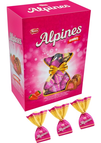 Alpines Çilek Krema Dolgulu Pirinç Patlaklı Sütlü Çikolata 1 kg