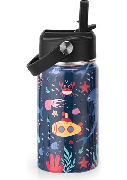 12 Oz Çocuklar Yalıtımlı Su Şişesi Çift Duvar Vakum Bardak 18/8 Paslanmaz Çelik Sızdırmaz Çocuklar Pipetli Bardak Okul Erkekleri ve Kızlar Için Metal Su Şişesi (Yurt Dışından)